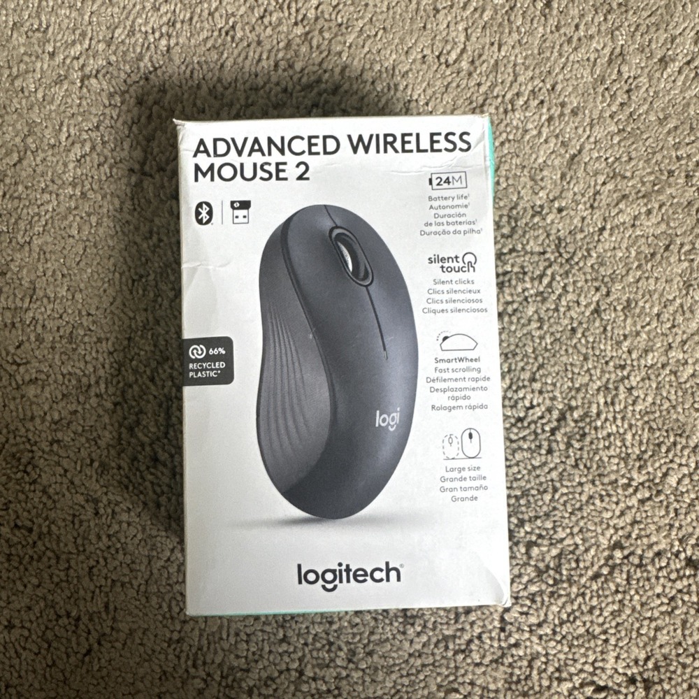 Logitech Advanced Wireless Mouse 2 - Gray - Open Box - New